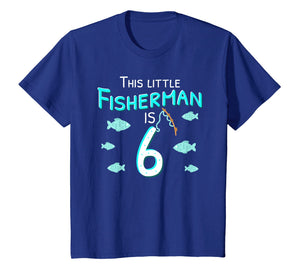 Kids 6th Birthday Boy Fisherman T-Shirt, Fish Birthday Gift