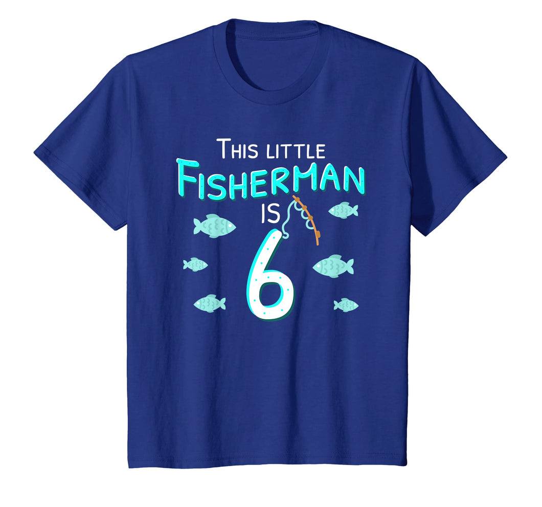 Kids 6th Birthday Boy Fisherman T-Shirt, Fish Birthday Gift