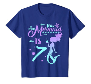 Kids 7 Years Old 7th Birthday Mermaid Shirt Girl Daughter Gift Pa