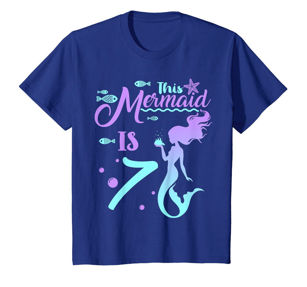 Kids 7 Years Old 7th Birthday Mermaid Shirt Girl Daughter Gift Pa