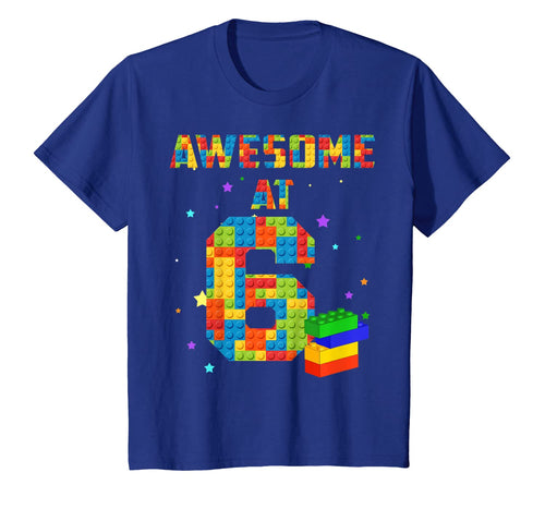 Kids Birthday Shirt For Kids 6 Building Blocks Bricks Theme Party