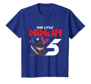 Kids This Little Ninja Is 5 Fun 5th Birthday Five Year Old Shirt