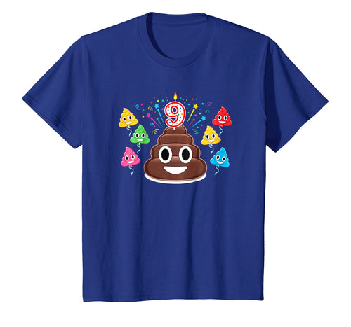 Kids 9th Birthday Poop Emoji Cake Funny 9 T-Shirt