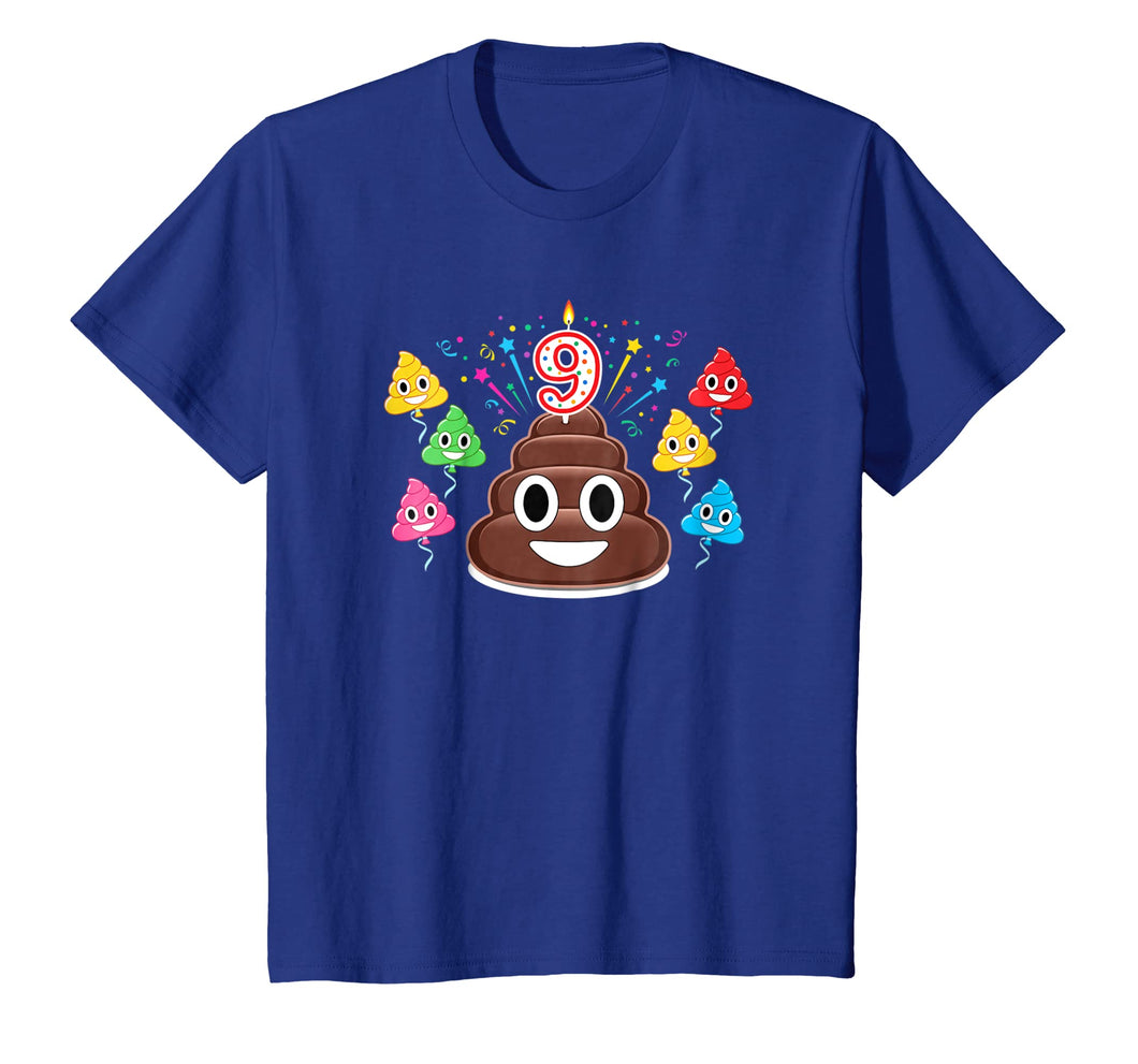 Kids 9th Birthday Poop Emoji Cake Funny 9 T-Shirt