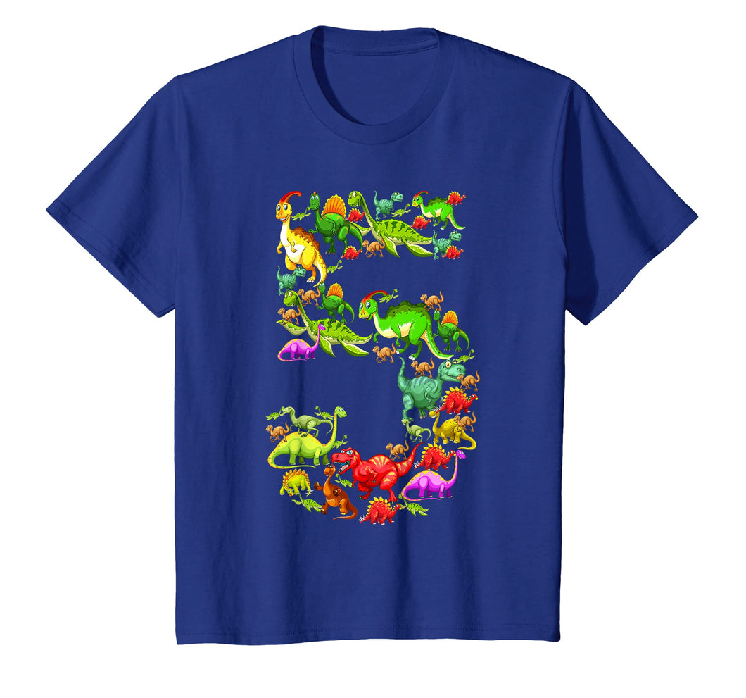 Kids Dinosaur 5th Birthday Gift Shirt For 5 Year Old Boys Girls