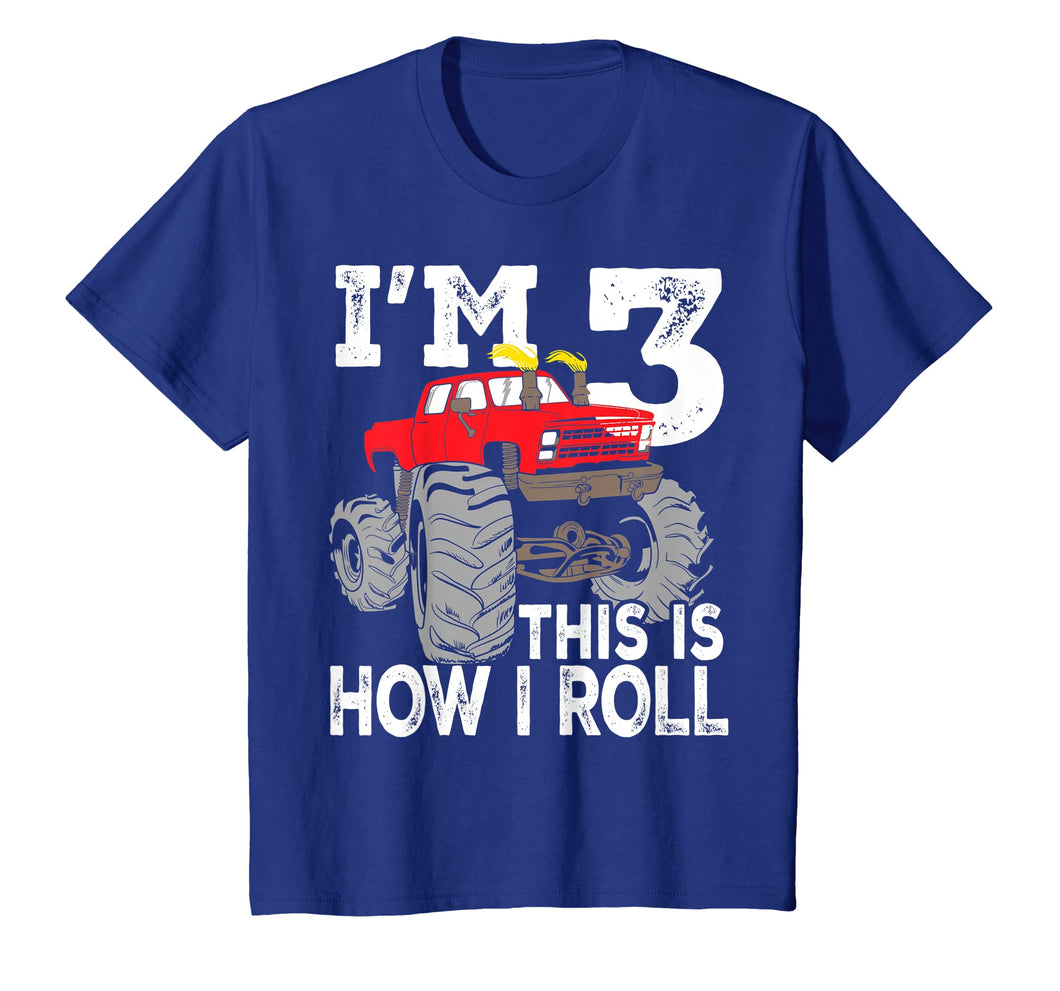 Kids Monster Trucks 3rd Birthday Party Shirt Three Years