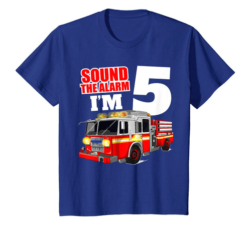 Kids Fire Truck 5th Birthday T Shirt Boy Firefighter 5 Year Old