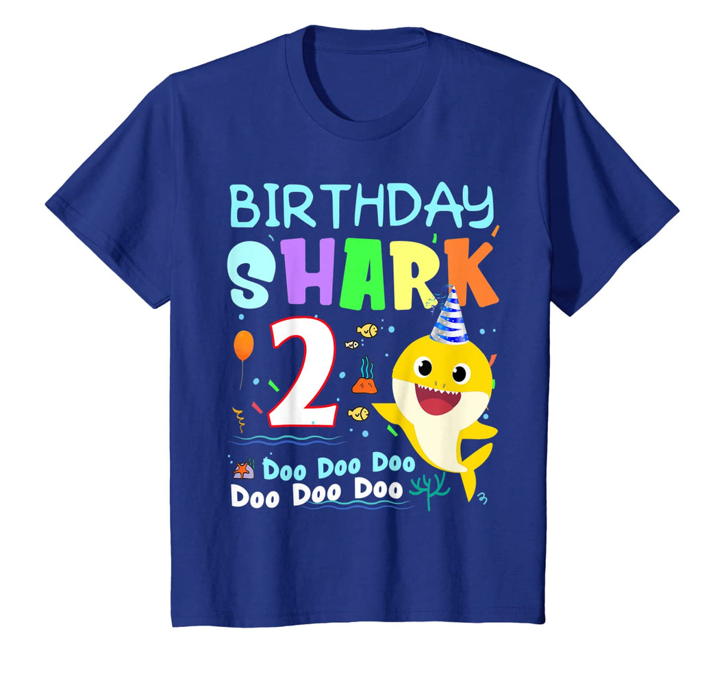 Kids Kids Baby Shark 2 Years Old 2nd Birthday Doo Doo Shirt