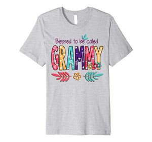 Blessed To Be Called Grammy Flower T-Shirt Funny Grammy Gift Premium T-Shirt