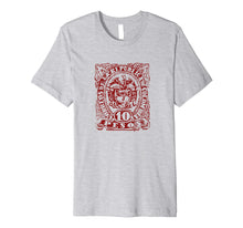 Load image into Gallery viewer, 10 Pesos Columbia Postage Stamp T shirt - Maroon Stencil Art
