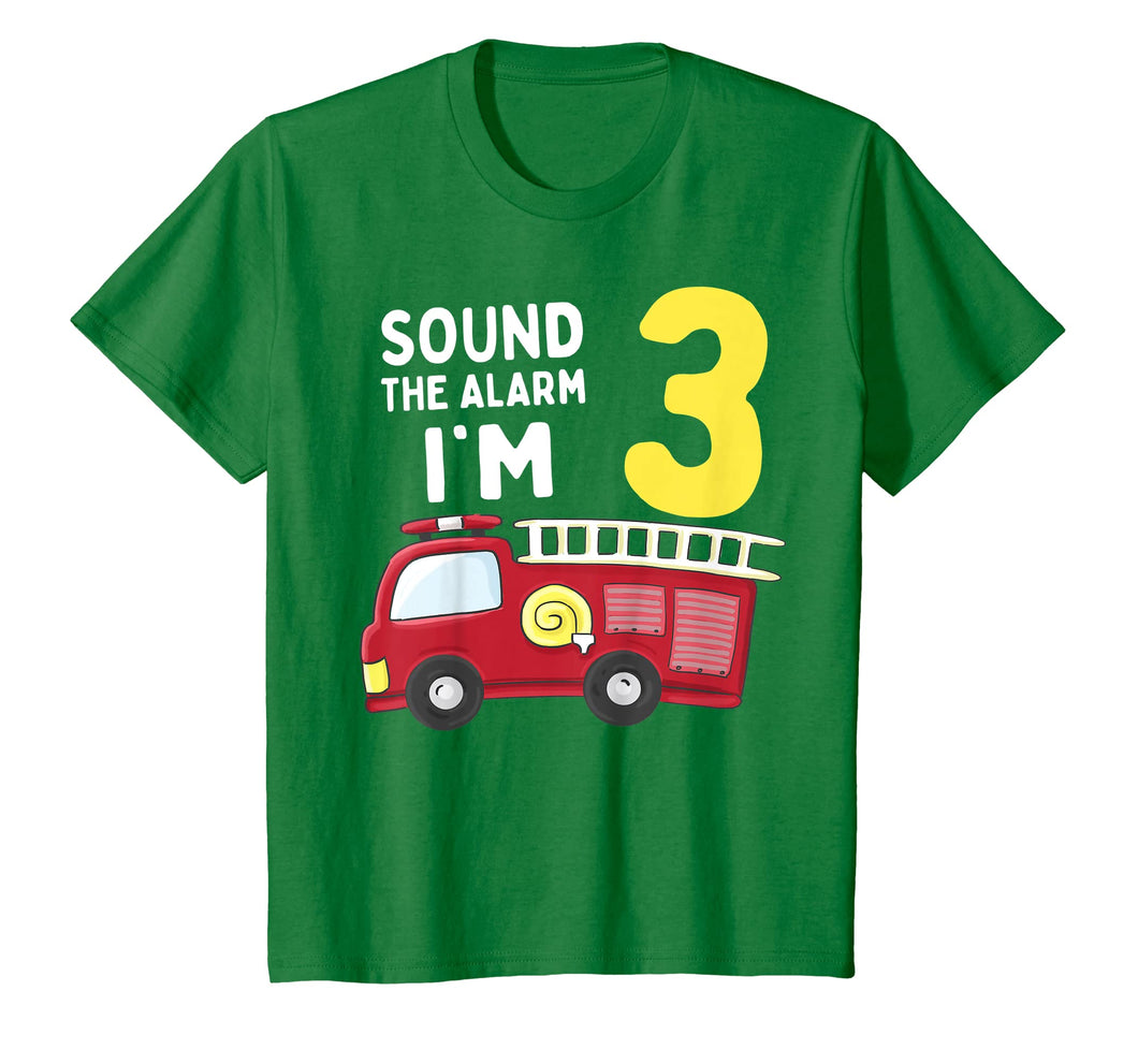 Kids Fire Truck 3rd Birthday T Shirt Boy Toddler Firefighter Tee