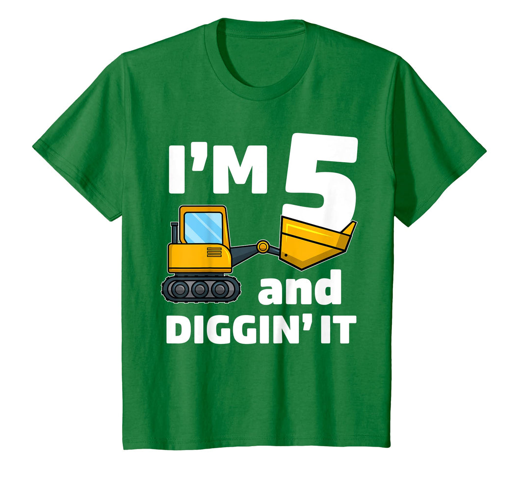 Kids Construction Truck 5th Birthday T Shirt Boy 5 Year Old Gift