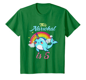 Kids This Narwhal Is 5 Year Old T-Shirt 5th Birthday