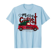 Load image into Gallery viewer, Merry Christmas Buffalo Plaid Red Truck Christian Cross Xmas T-Shirt
