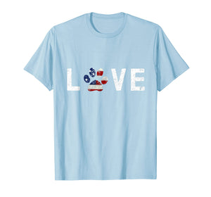 I Love Dogs & Cats American Flag Paw Print Dog & Cat T Shirt