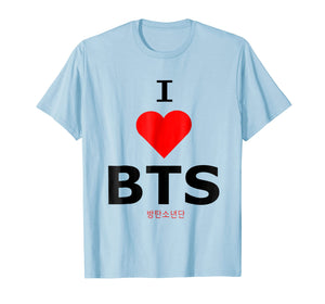 I LOVE BTS T SHIRT BOY BAND FAN SHIRT HEART T-SHIRT