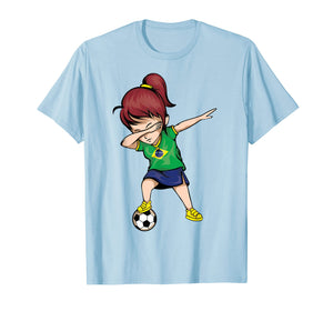 Dabbing Soccer Girl Brazil Jersey Shirt - Brazilian Football
