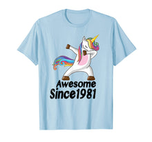 Load image into Gallery viewer, 38th Birthday Gift Awesome Since 1981 Unicorn Dabbing Shirt
