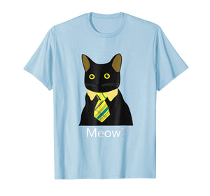 Black Business Cat Kitten with Yellow Tie T-shirt Tee Tshirt