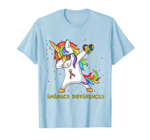 Embrace Differences Dabbing Unicorn Shirt Autism Awareness