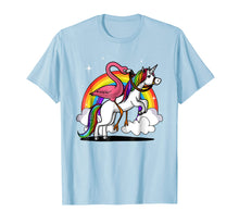 Load image into Gallery viewer, Flamingo Pink Bird Riding Unicorn Rainbow T-Shirt
