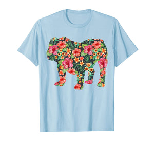 English Bulldog Flower T shirt Floral Dog Silhouette Gift
