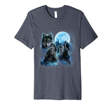 Load image into Gallery viewer, Three Wolves Howling and Moon, Wolf T-Shirt
