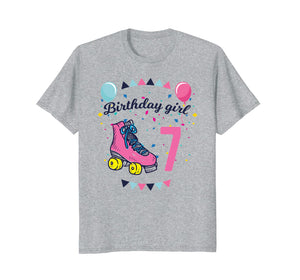 Birthday Girl 7 Roller Skates Kids Birthday T-shirt