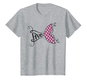 Kids Girls 5th Birthday Mermaid Party Shirt for 5 year old Gift