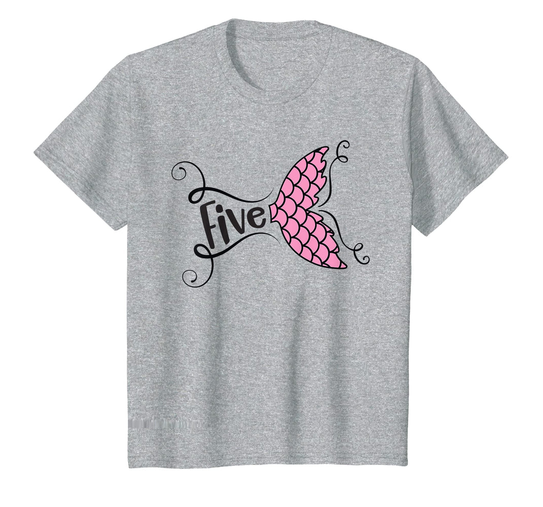 Kids Girls 5th Birthday Mermaid Party Shirt for 5 year old Gift
