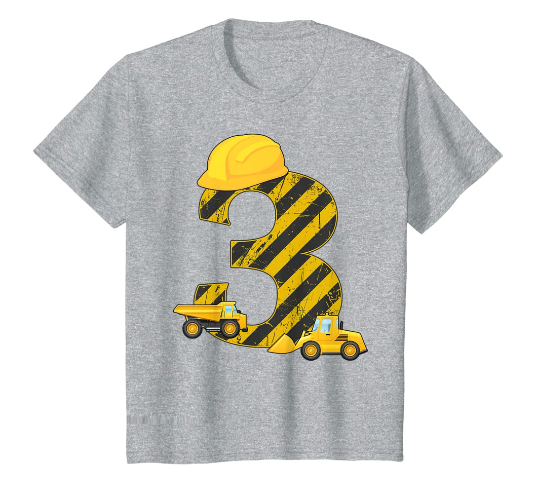Kids 3rd Birthday Digger T-Shirt I 3 Years Builder Excavator Gift