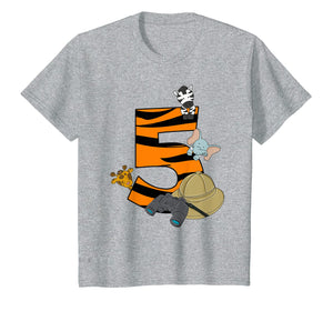 Kids 5th Birthday T-Shirt Kids Elephant Giraffe Gift Birthday