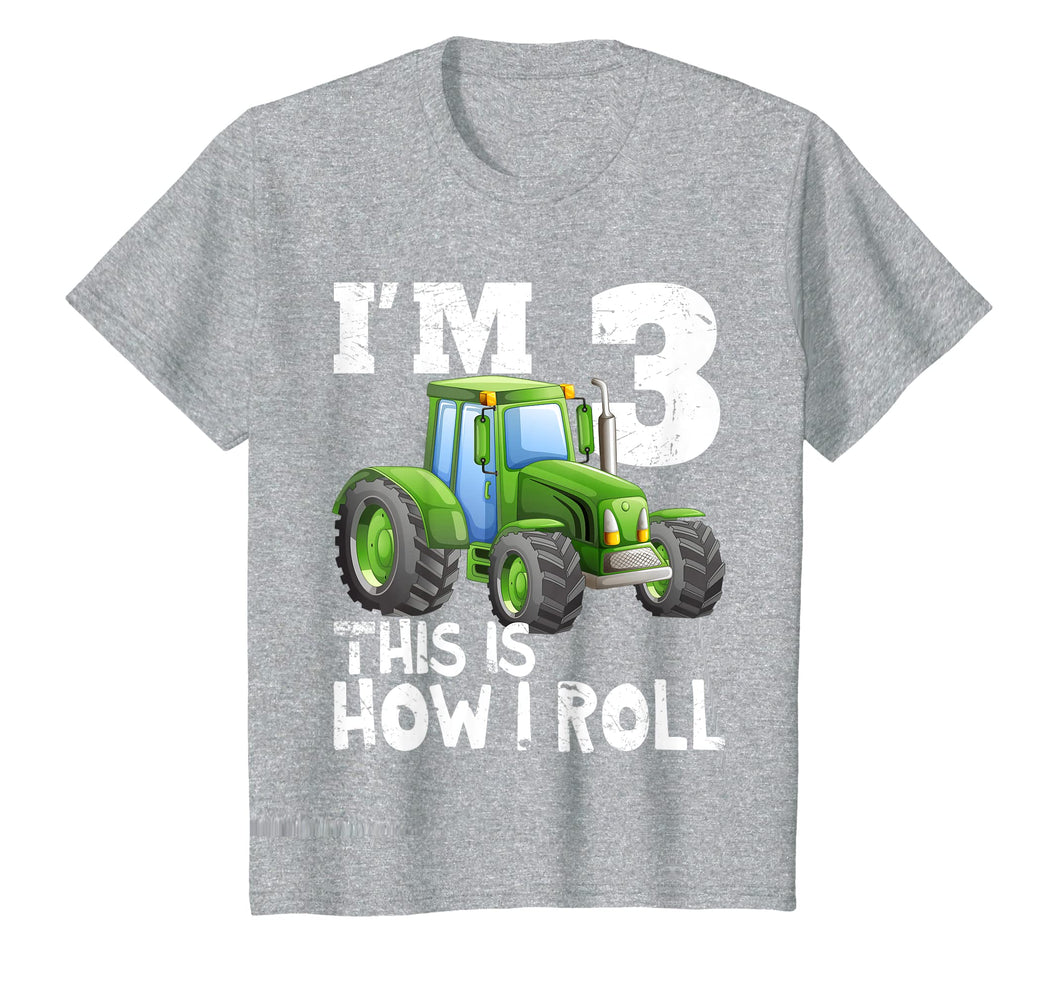 Kids Kids Farm Tractor 3rd Birthday Party Shirt 3 Years Old