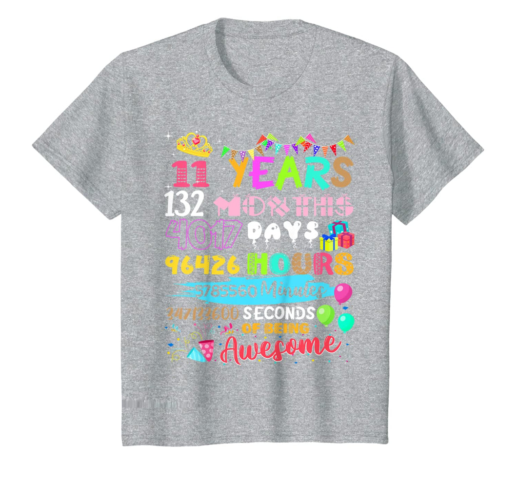 Cute 11th Birthday Women Gift 11 Years old 132 Months Girls T-Shirt-542719