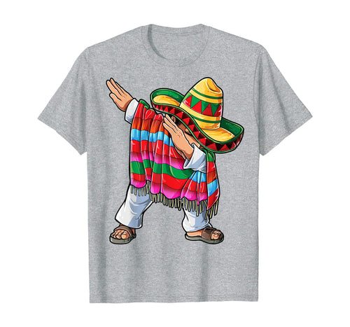Dabbing Mexican Poncho Cinco de Mayo Men Sombrero Funny Dab T-Shirt