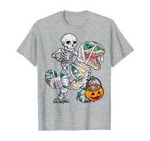 Load image into Gallery viewer, Skeleton Riding Mummy Dinosaur T rex Halloween Kids Boys Men T-Shirt
