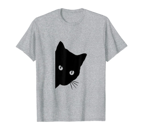 Peeping Black Cat Tshirt, Peeking Kitten Tee, Gift Idea