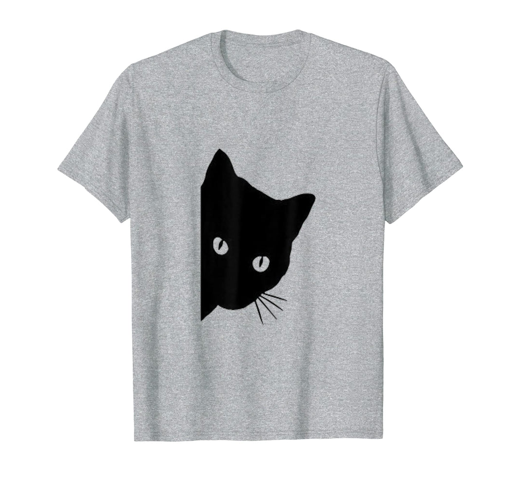 Peeping Black Cat Tshirt, Peeking Kitten Tee, Gift Idea