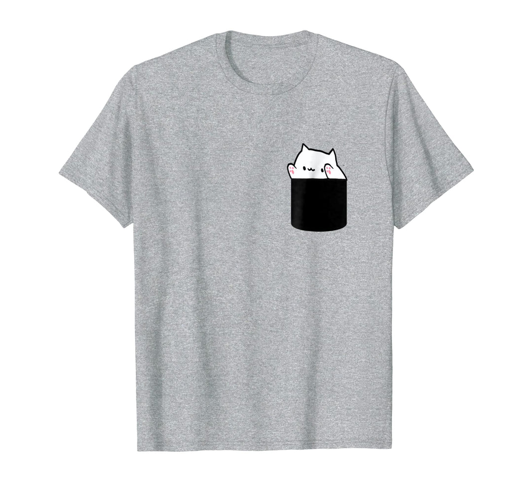 Bongo Cat Meme T-shirt with Chest Pocket Print Of a Cute Cat