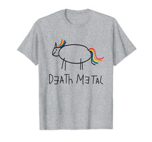 Load image into Gallery viewer, Death Metal Unicorn Rainbow TShirt Sarcastic Music Graphic
