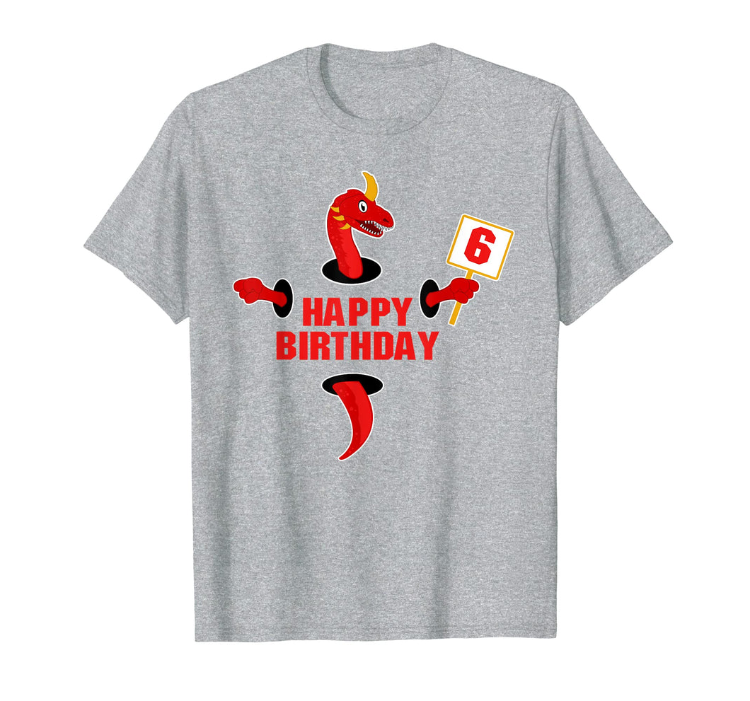 Happy 6th Birthday | Six 6 Year Old Dragon B-day Tee Gift
