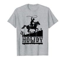 Load image into Gallery viewer, Howdy Fun Cowboy Riding Horse T-Shirt
