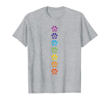Load image into Gallery viewer, 7 Chakras Puppy Paw Print Cute High Vibe Conscious T-Shirt
