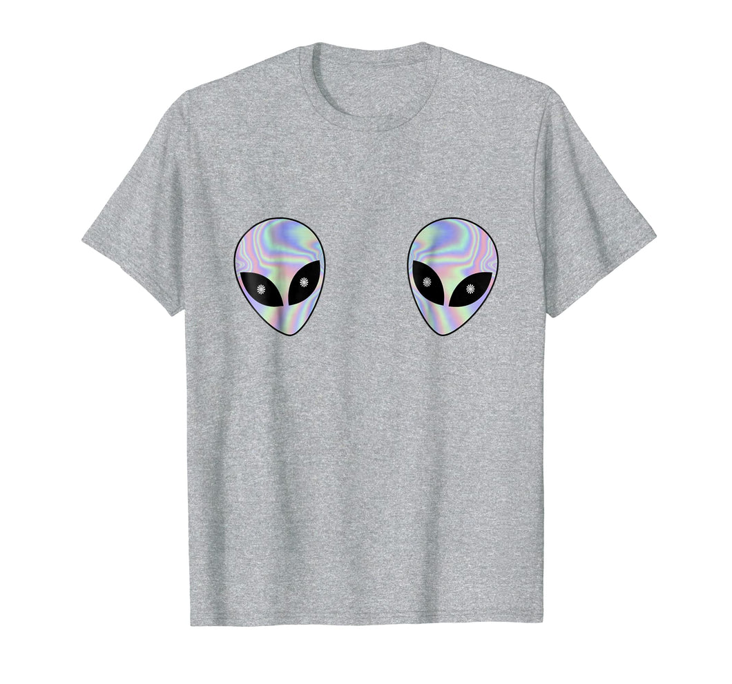 Alien Heads Boobs Shirt Colorful Rave Ufo Shirt Believe Tee