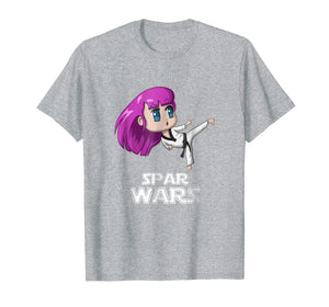 Chibi Anime Japanese Spar Wars Taekwondo black belt T Shirt