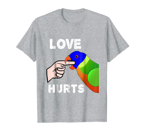 Love Hurts Lorikeet Parrot Biting T-shirt Valentine's Day