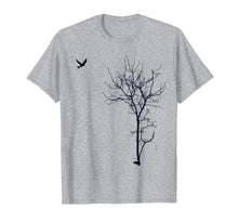 Load image into Gallery viewer, Tree and bird T-shirt Nature black graphic tee
