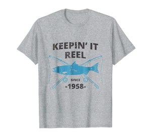 Keepin It Reel Since 1958 61st Birthday Fishing Gift T-Shirt