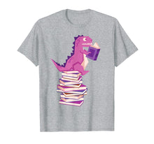 Load image into Gallery viewer, Funny Dinosaur Book Reading Teacher Student Nerdy T-Shirt
