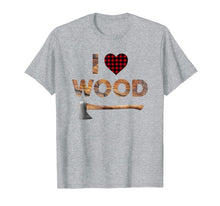 Load image into Gallery viewer, I Love Wood T-Shirt Lumberjack Heart Halloween Costume Tee
